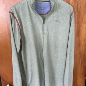 Orvis Light Sage Quarter-Zip Pullover with Rust Trim
